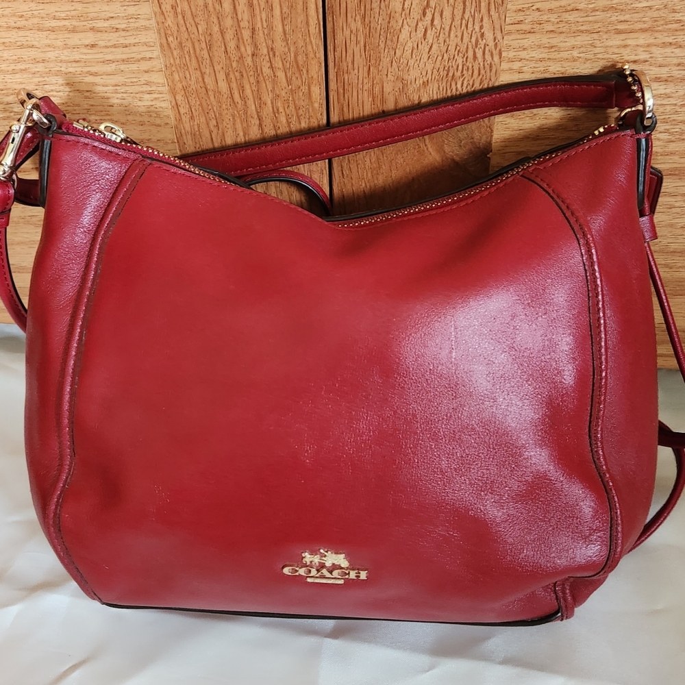 Coach Madison Leather Top Handle/Crossbody Red